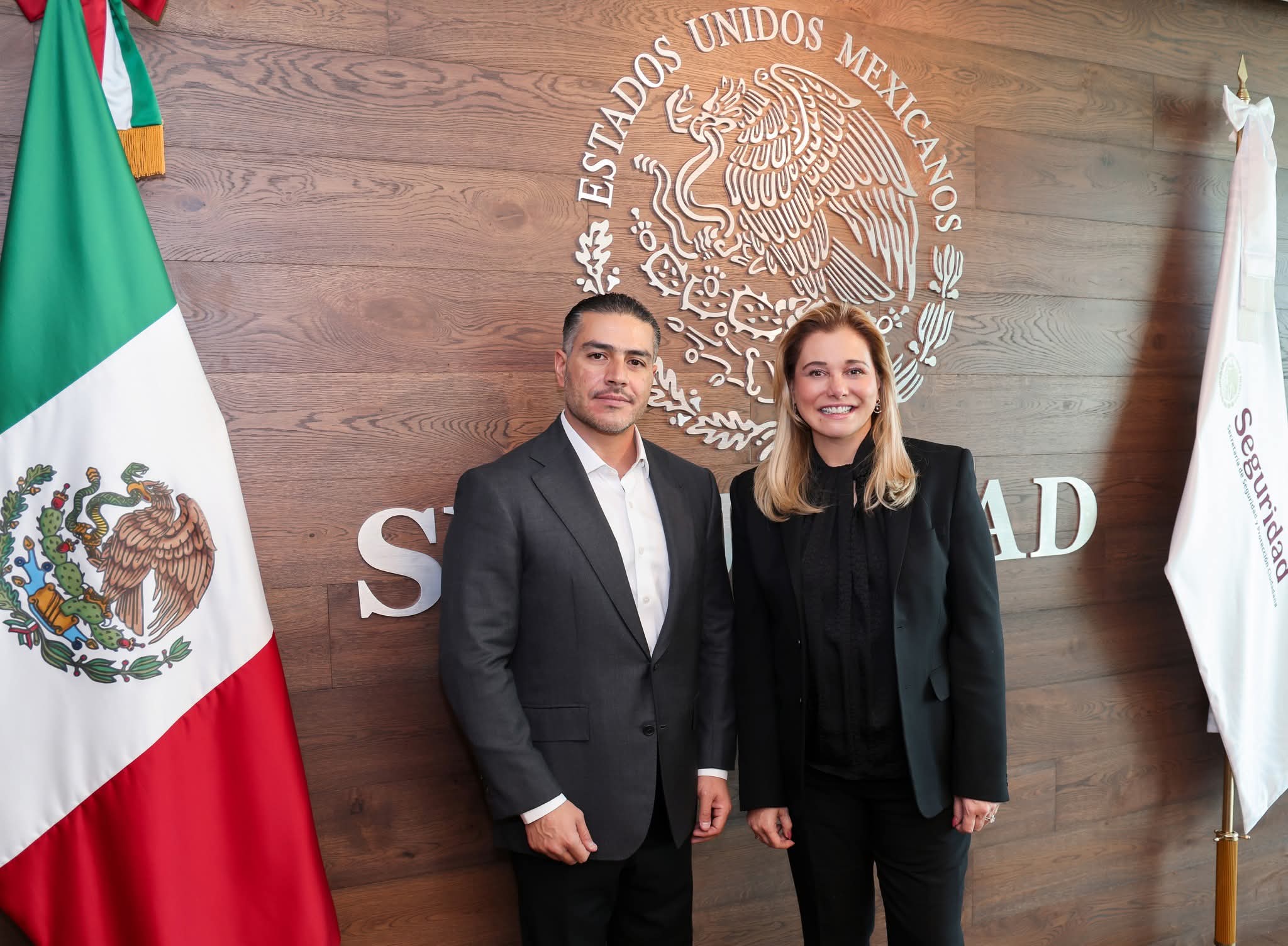 Gobernadora de Chihuahua, Maru Campos con el secretario de Seguridad, Omar García Harfuch.